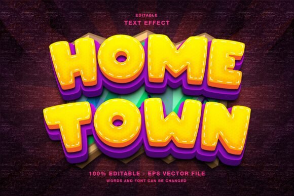 Download Home Town Cartoon 3D Editable Text Effec - Editable text Collection