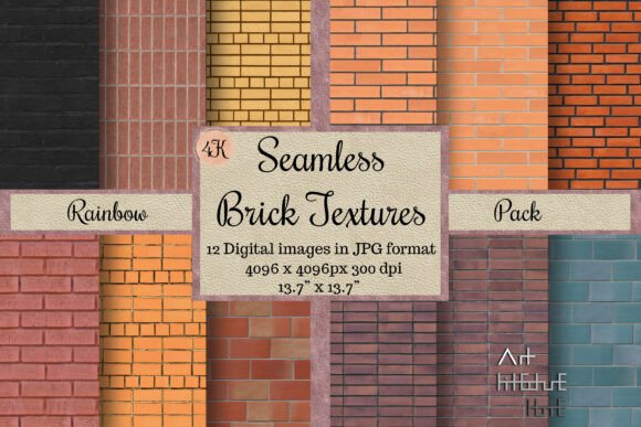 Download 12 Seamless Rainbow Brick Textures, 4K - Premium Resources