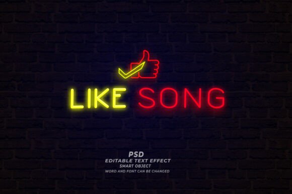Download Like Song Neon Sign PSD Editable Text - Editable text Collection