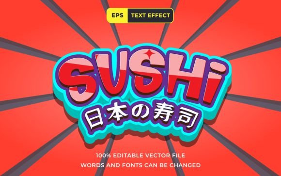 Download Editable Text Effect Sushi Japanese Food - Editable text Collection