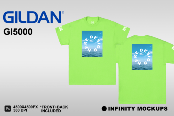 Download Neon Green Tshirt Gildan (GI5000) Mockup - Premium Bundle
