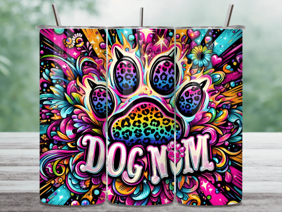 Download Neon Paw Print Dog Mom Tumbler Wrap - Premium Resources