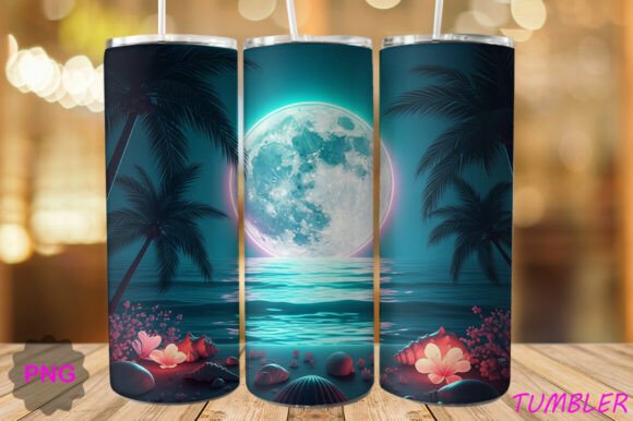 Download Neon Moon Beach Tumbler PNG - Premium Bundle