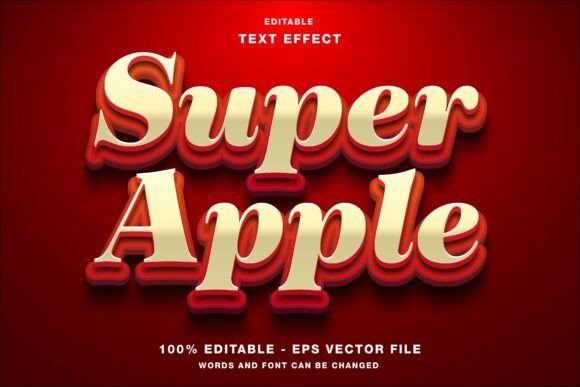 Download Super Apple 3D Editable Text Effect - Editable text Collection
